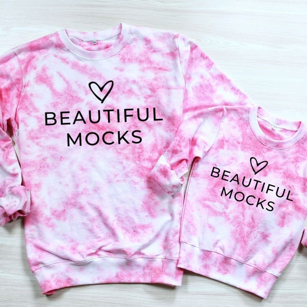 Tie Dye Sweatshirt Mockup, Matching Sweatshirt Mockup, Family Sweatshirt Mockup., Mommy and me Mockup, Daddy and me Mockup,Mom & Baby Mockup