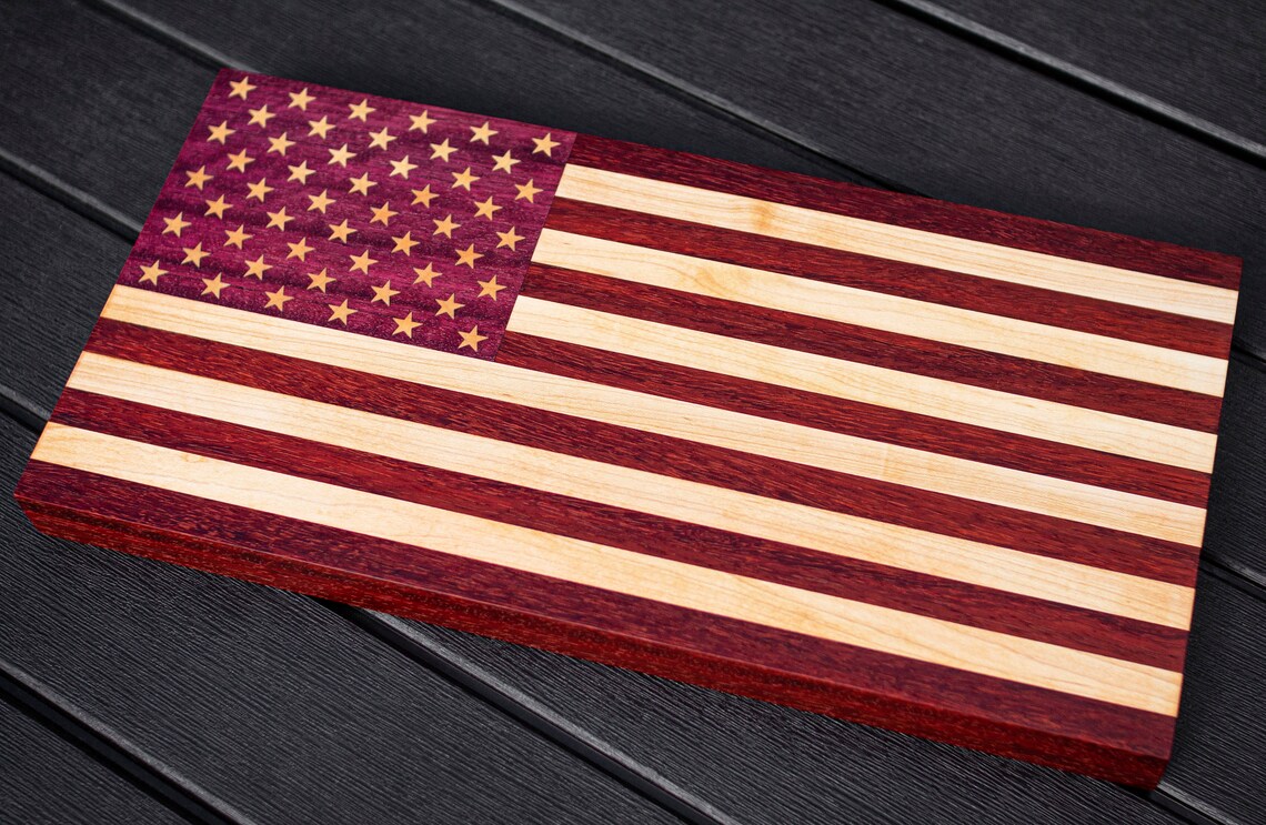 American Flag Edge Grain Cutting Board Artisan Handmade Etsy