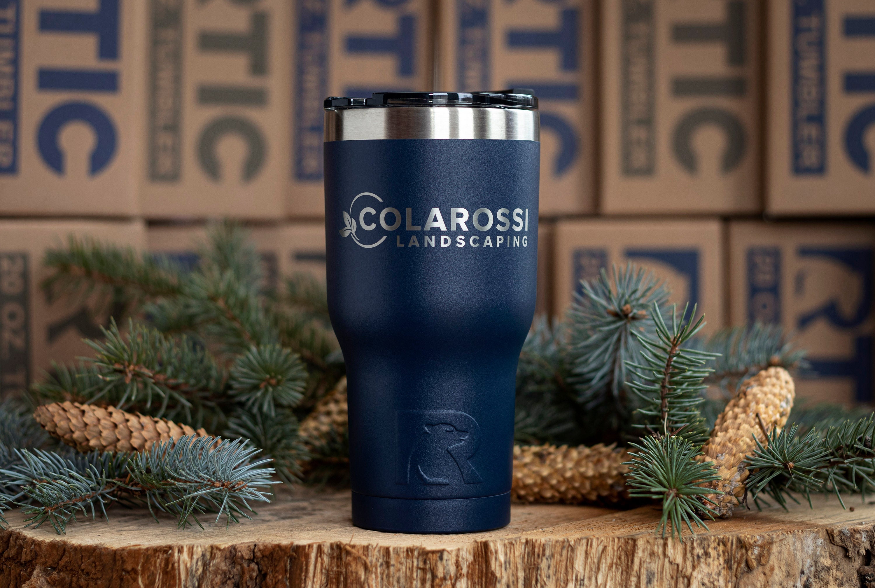 RTIC Custom Laser Engraved 12oz Travel Coffee Mug - Navy - Drinkware