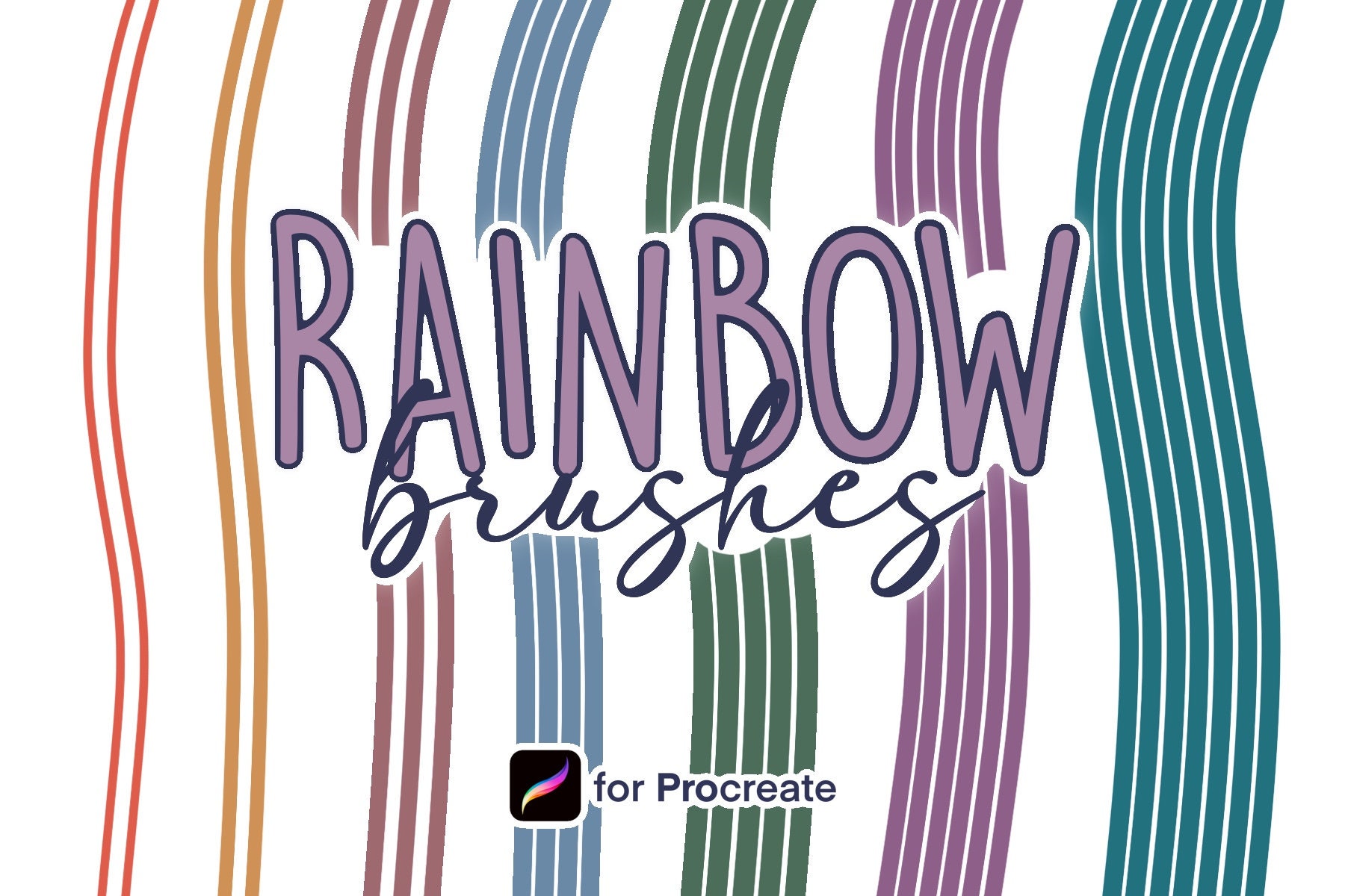 Set de pinceles Rainbow para Procreate — Pinceles multilínea y de contorno para arte en iPad