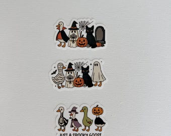 Spooky Goose Stickers, halloween goose sticker, spooky season sticker, spooky goose, Halloween Stickers, Waterproof Stickers, silly goose