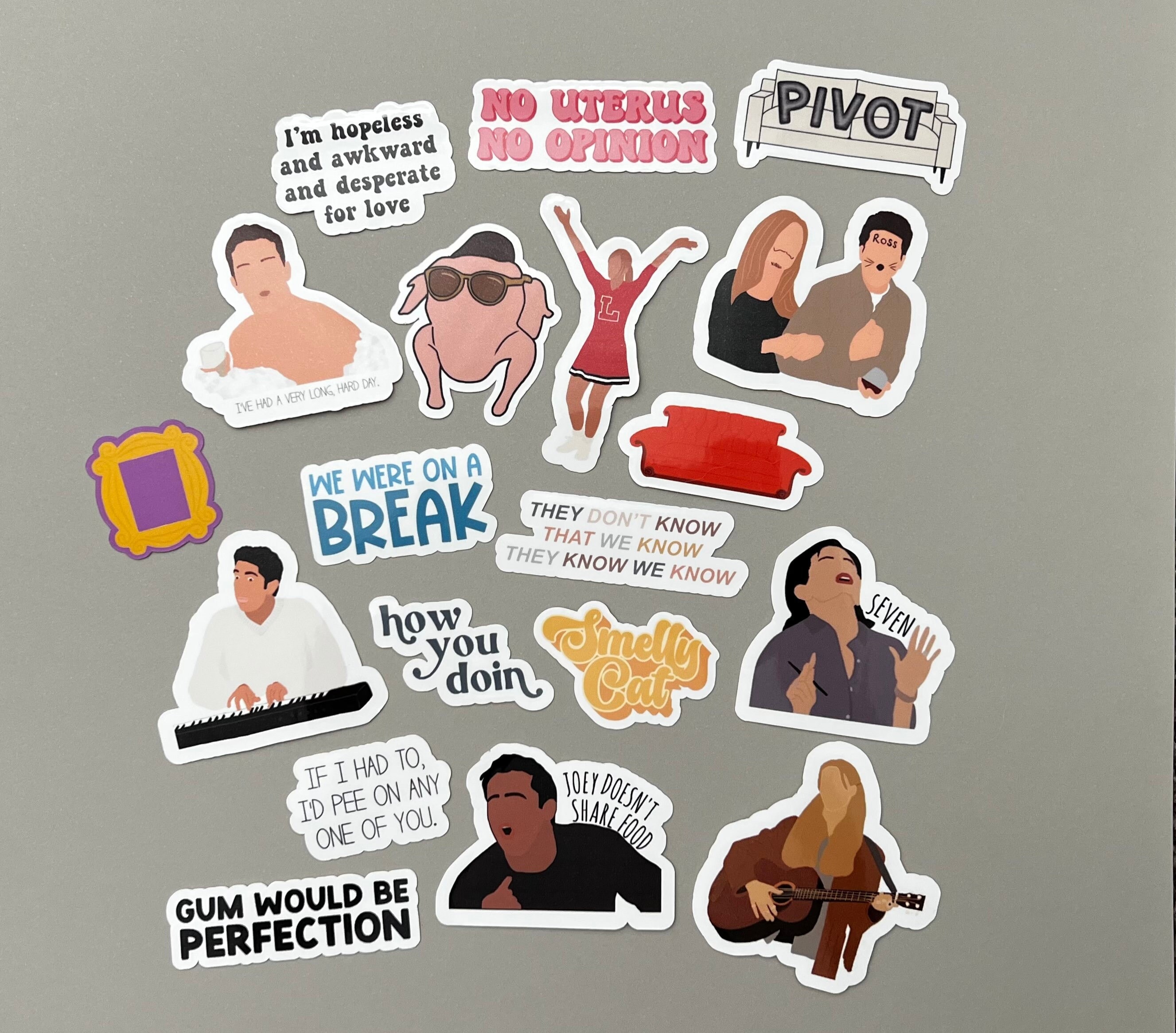 Friends Sticker Pack Decal Stickers for Laptop, . Friends TV Show Stickers,  Ross, Rachel, Joey, Chandler, Phoebe, Chandler 