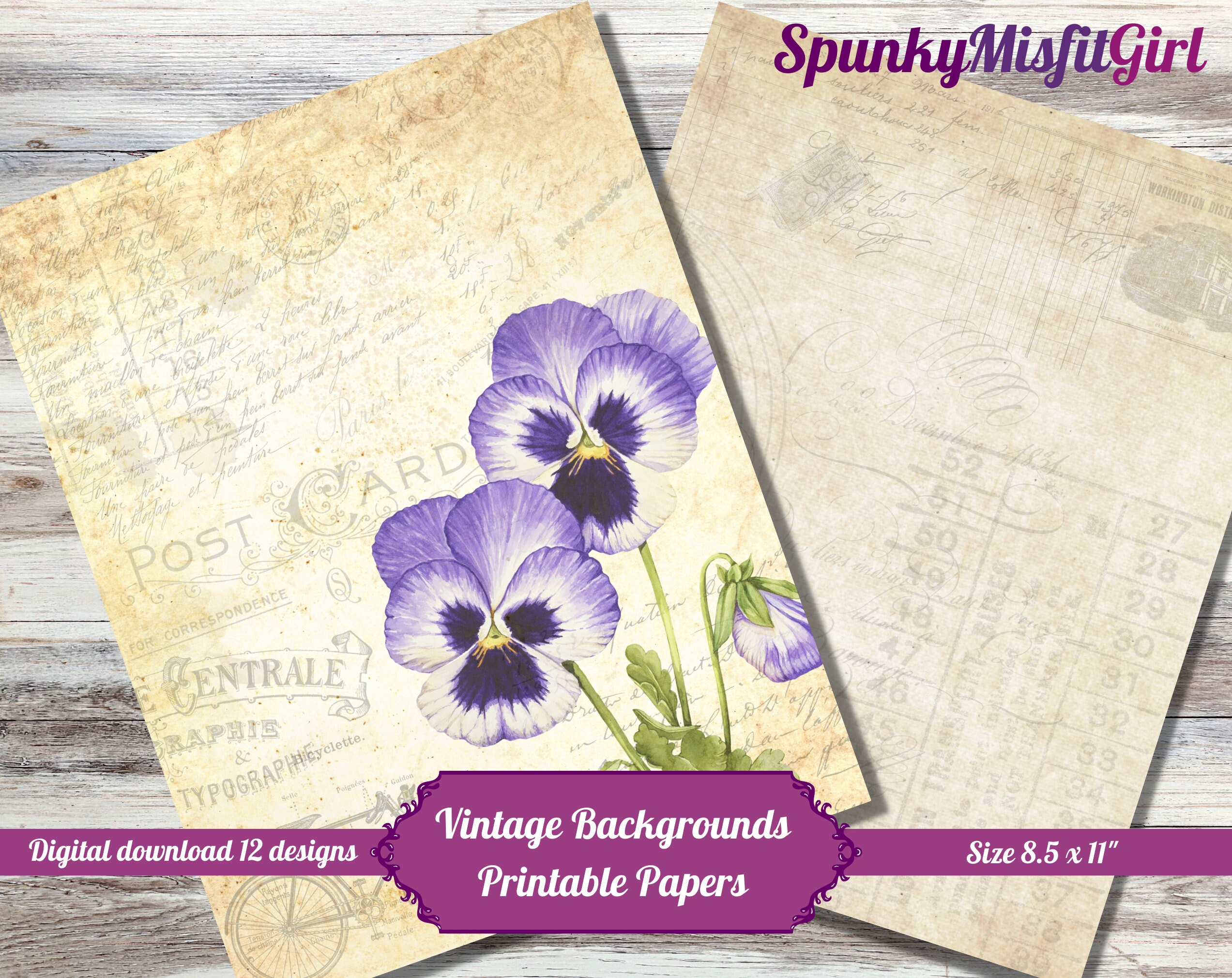 Vintage Backgrounds Junk Journal Printable Kit Vintage Paper Junk ...