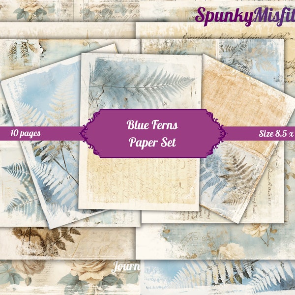 Junk Journal Kit Junk Journal Paper Set Soft Blues Whites Junk Journal Paper Frost US Letter Size Vintage Papers Printable