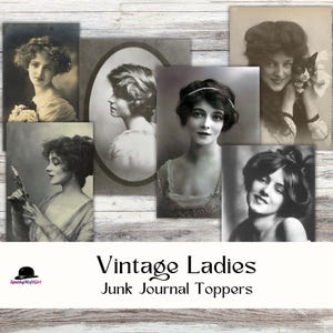 Kit de diário de lixo vitoriano (objetos JPG para impressão), mulheres vintage, enfeites de diário de lixo, fotos de mulheres dos anos 1920, cartões de diário de lixo