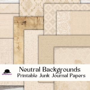 Neutral Beige Paper Set: Printable Junk Journal Kit (Digital Download)