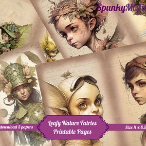 Leafy Nature Fairies Printable: Junk Journal Kit (Digital Download)