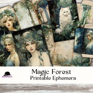 Magic Forest Ephemera Fantasy Fairy Pixie Printable Tags Notebook Ephemera Kit Owl Woods Printables JunkJournal Journal Cards
