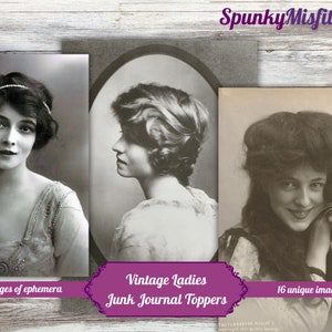 Veri ritratti di donne vintage Diario spazzatura Ephemera Kit diario spazzatura Diario spazzatura Toppers Vintage Ladies Diario vintage reale Carte ATC