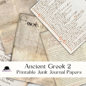 Printable Paper Ancient Greek Language Junk Journal Kit Scrapbooking Paper Manuscript Pages Old Looking Paper Magic Words
