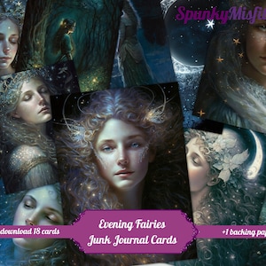 Junk Journal Kit Fées Junk Journal Cartes Junk Journaling Cards Fairy Faerie Queen Ephemera ATC Card Fairies Crafting Kit
