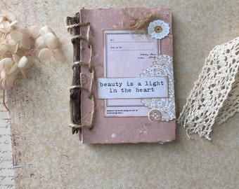 Fairy Notebook, Handmade Junk Journal, Journal Made with Twigs, Handmade Fairy Journal, Unique Gift for Crafty Friend