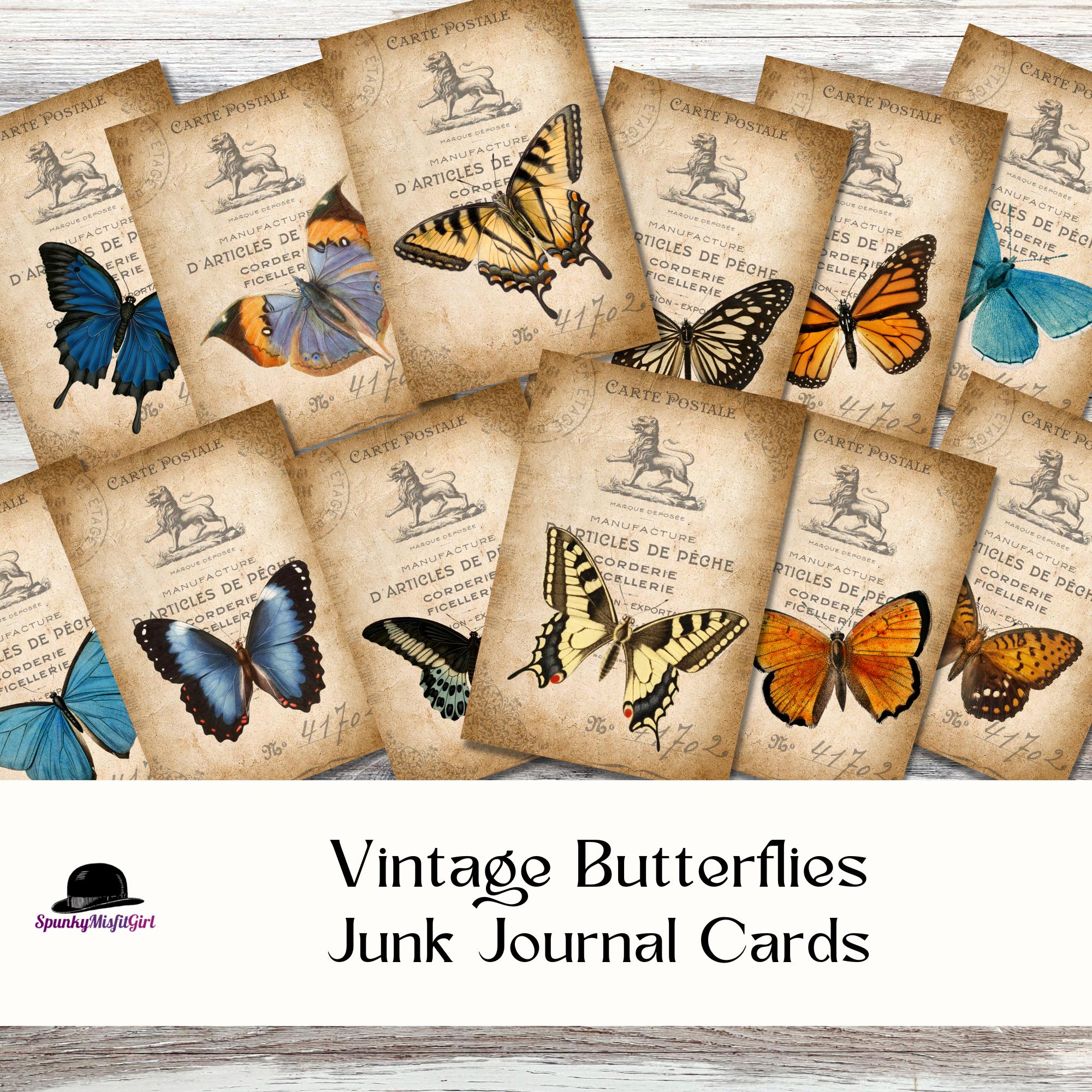 Vintage Butterflies Monarch Junk Journal Printable Ephemera Journaling ...