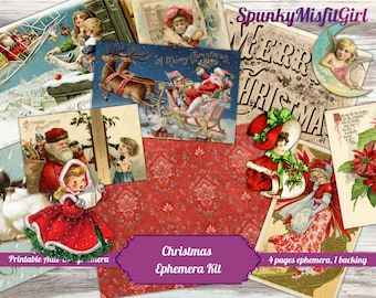 Vintage julephemera: Jultomtens skräpjournalkit (digital nedladdning)
