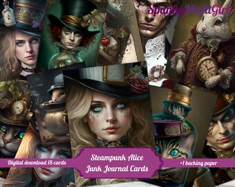 Steampunk Alice i Underlandet Skräppostkit (digital nedladdning)