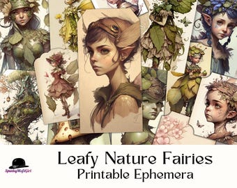 Nature Fairies Ephemera Kit: Leafy Junk Journal Printables (Digital Download)