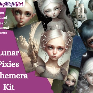 Lunar Pixie Ephemera Kit: Fairy Junk Journal Paper (Digital Download)