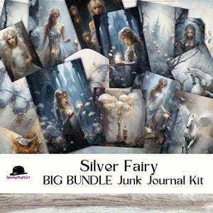 Silver Fairies Junk Journal Kit: Fantasy Ephemera (Digital Download)