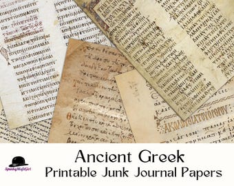 Ancient Greek Manuscript Paper: Printable Junk Journal Kit (Digital Download)