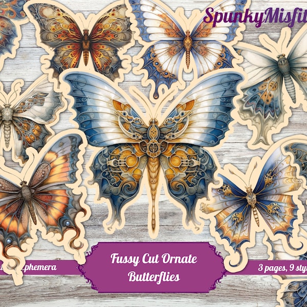 Fussy Cut Butterflies Cool Ornate Butterfly Fussy Cuts Fun Fussy Cut Outlines Unique Butterfly Fussy Cut Junk Journal Butterfly Ephemera Kit