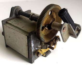 Antique USSR Telephone Hand Crank Generator - Vintage Steampunk Dynamo Brass Gears
