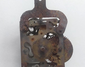 Antique Vintage Clock Mechanical Movement - Rustic Steampunk Gear Decor
