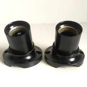 Vintage Soviet Black Lamp Socket Set of 2 - USSR Screw-In Bulb Holder Retro Electrical