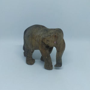 Vintage Wooden Elephant Handmade, Carved Figurine, Wood Elephant Carving