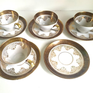 Vintage RRW Bavaria Porcelain Gold-Plated Cups Set - Made in Germany - Elegant Tea Set