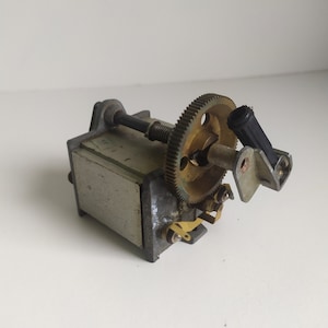 Antique Telephone Hand Crank Generator - Vintage USSR Steampunk Dynamo - Brass Gear Design