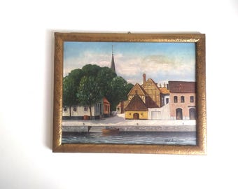 Vintage Oil Painting by Olof Andersson - Rare Scandinavian Landscape on Wooden Board
