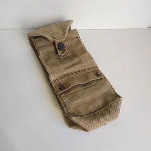 Vintage Deense leger munitie pouch tas militaire FKF 1953 zware canvas, vintage Deense militaire uitrusting, Koninklijke Deense leger