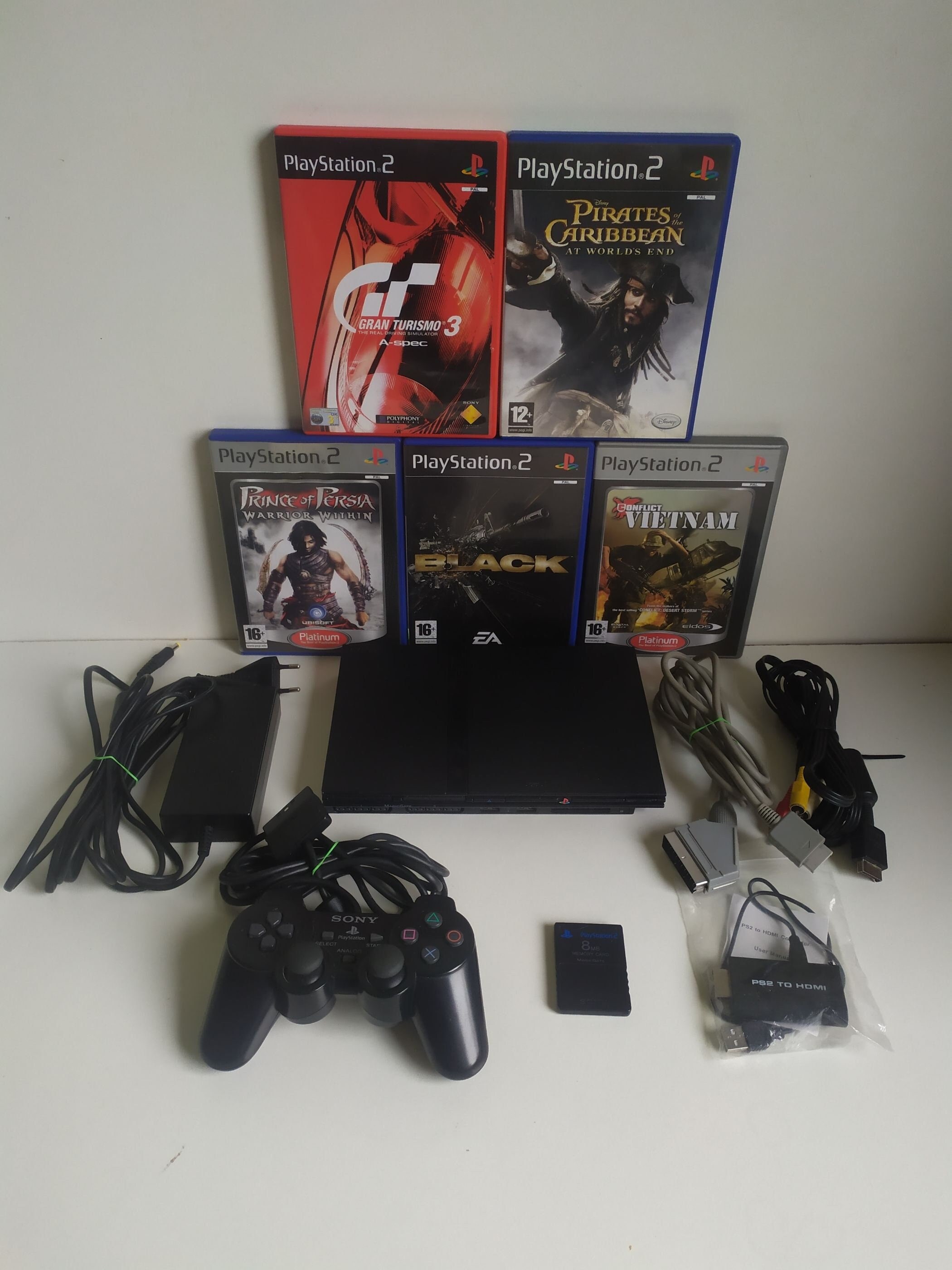 Sony Playstation 2 PS2 Console Bundle 2 Wireless Controllers (Used