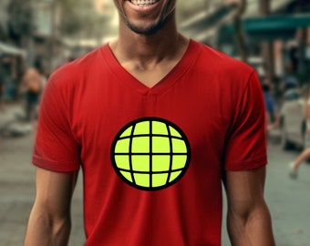 Retro Captain Planet Planeteer V Neck- 80s Cartoon TV Show  Earth, Fire, Wind Water Heart Multicolor Nerd Gear for Men and Women