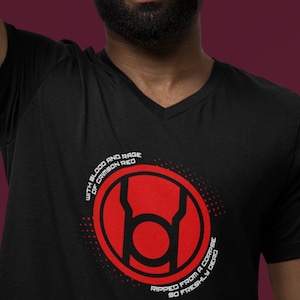 Red Lantern (V-Neck) DC Comics, DCEU, John Stewart, Hal Jordan, In Brightest Day, In Blackest Night, Lantern Corps, Blood and Rage, Crimson