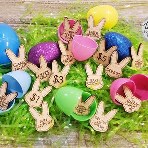 Wood Easter Egg Tokens Bunny Shape | Easter Basket Coins | Items for Basket | Easter Tokens for kids | Easter Egg Fillers | Gifts for Kids