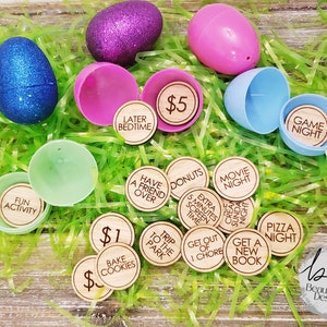 Wood Easter Egg Tokens | Easter Basket Wooden Coins | Easter Basket Items | Reward Tokens for kids | Easter Egg Fillers | Gifts for Kids