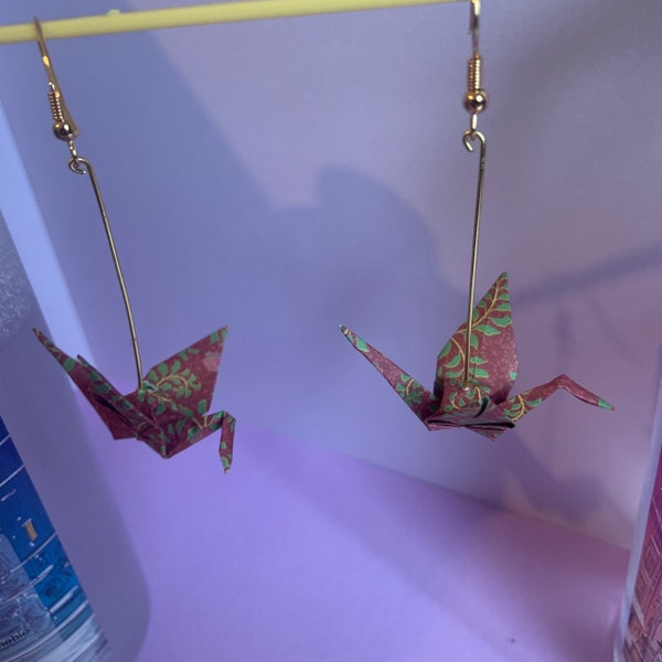 Origami crane earrings