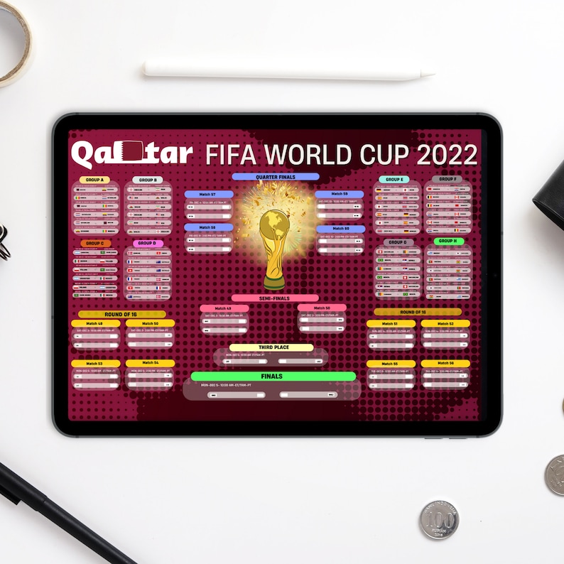 Printable FIFA 2022 Qatar World Cup Wall Chart Instant - Etsy Canada
