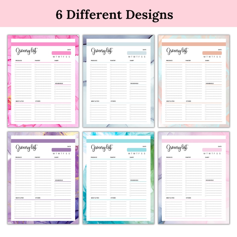 Printable Fillable Grocery List, Groceries Planner, Grocery Checklist