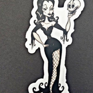 Skully loves Vampira sticker, cartoon sticker, Rubberhose cartoon sticker, vampire sticker, love sticker