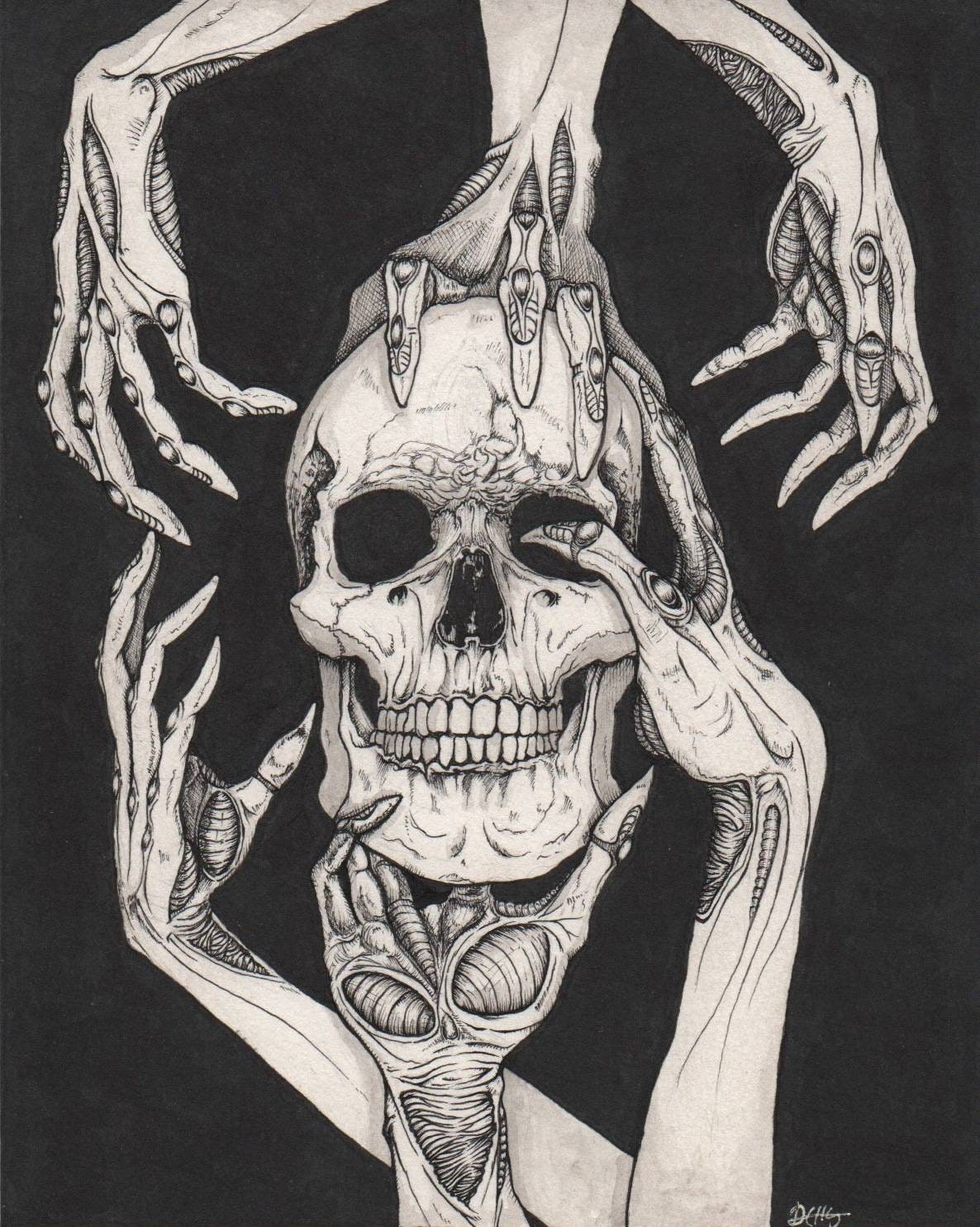 Skulld Observation Art Print, Alien Abduction Art, Science Fiction