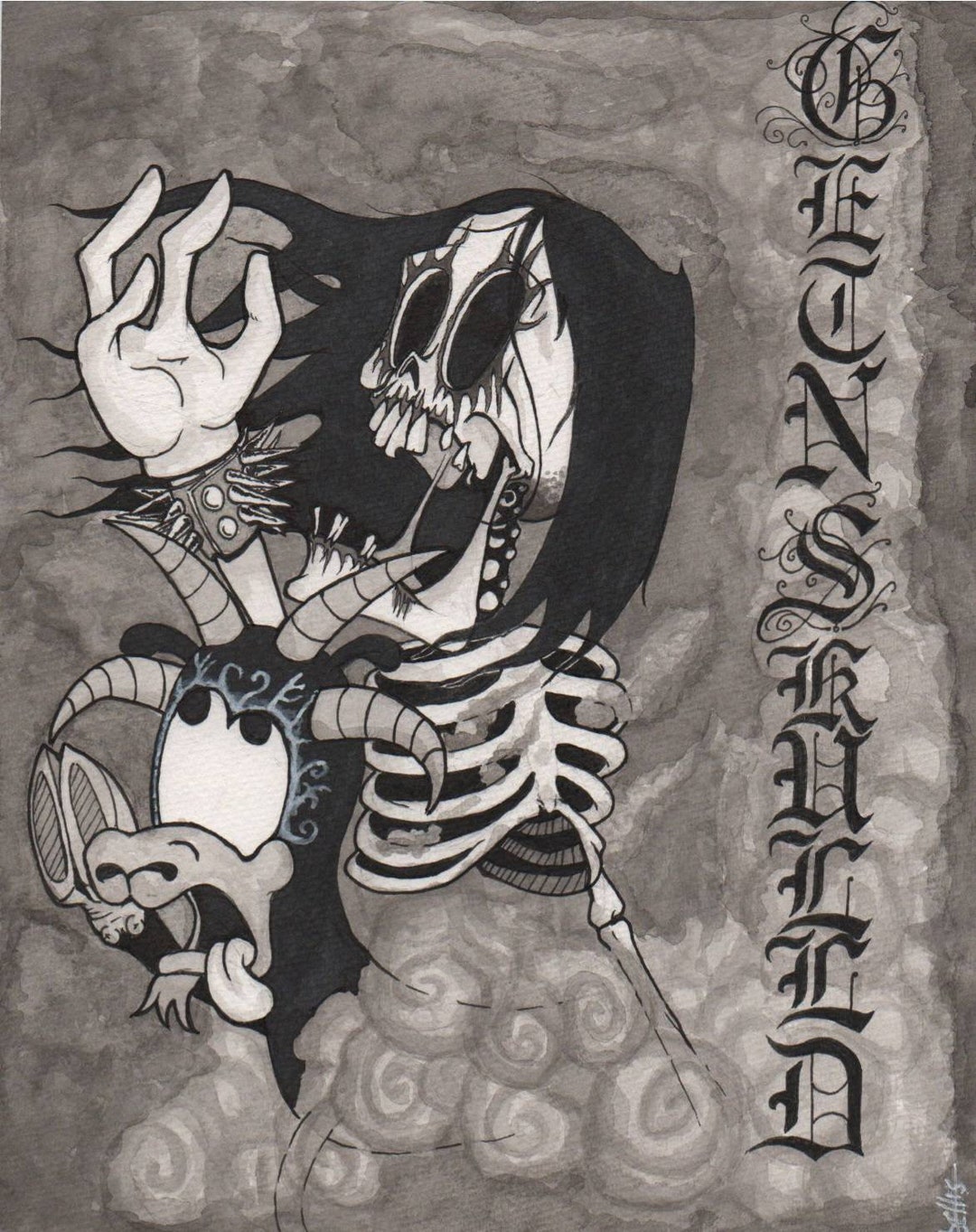 Jake & Skully Black Metal Corpse Paint Print, Black Metal Cartoon ...