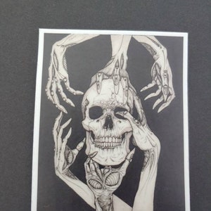 Skulld Observation deluxe sticker, skull art sticker, alien sticker, alien abduction sticker