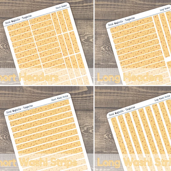 Blank Header Boxes and "Washi" strips - Tangerine Patterned