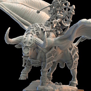 King Assur Evil Dwarf Lord on Doom Bull - Lost Kingdom Miniatures