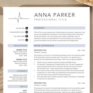 Nursing Resume Template for Word (RN Registered Nurse Resume, Nursing Student Resume, Medical Assistant Resume, Medical Resume, CV Template)