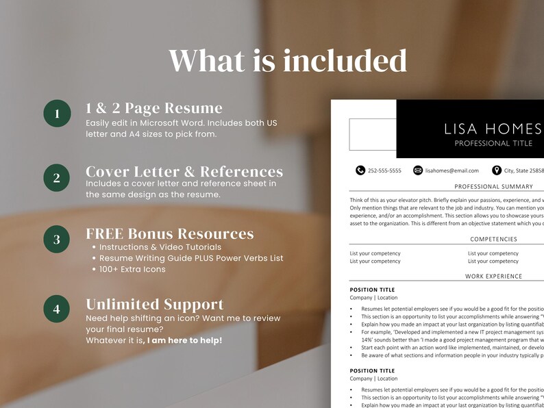 Word Resume Template for Job Seekers: Cover Letter & Reference Templates (Instant Download) image 2