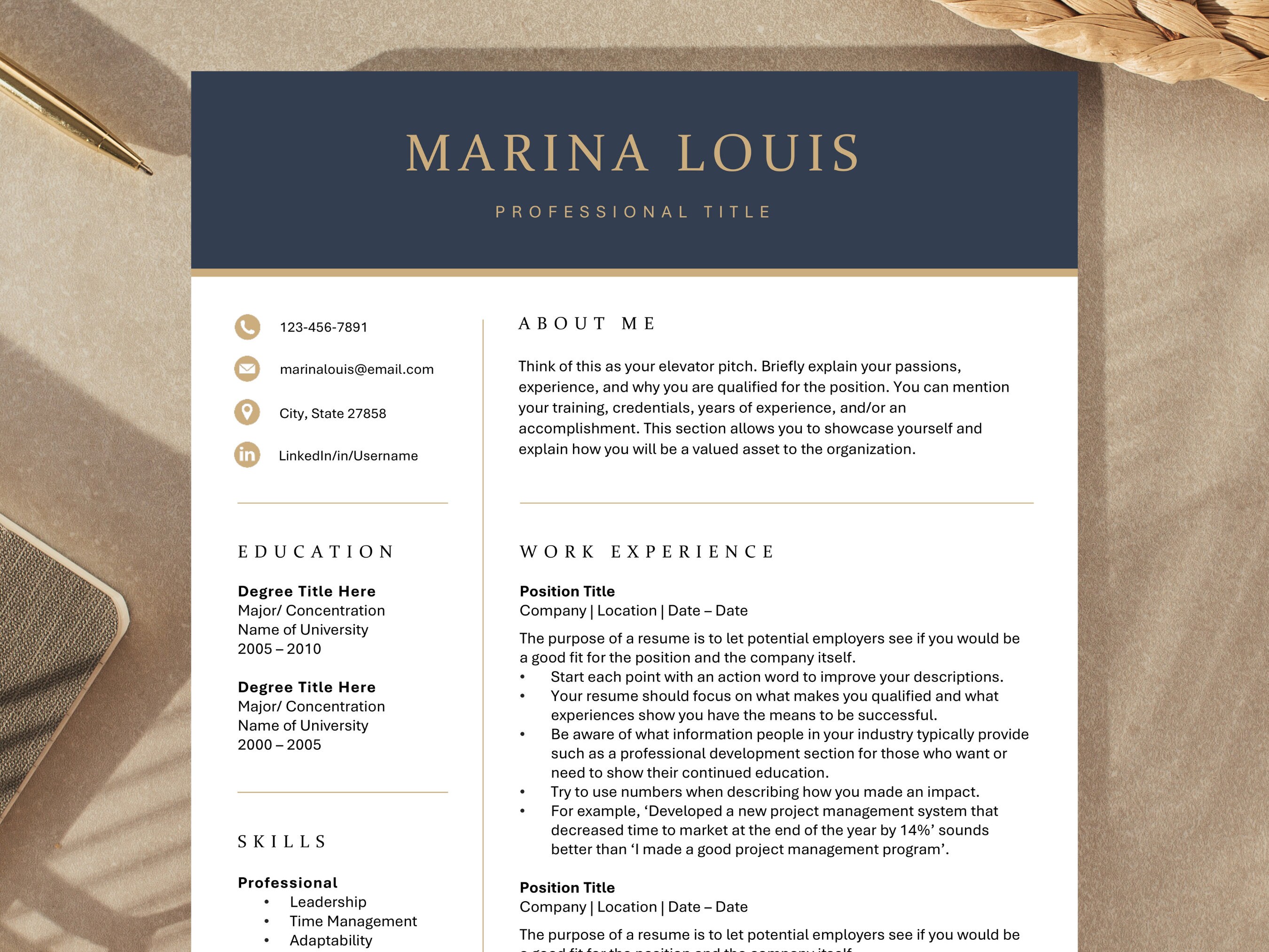 Professional & Modern Resume Template for Word 2022 Resume - Etsy