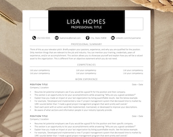 Modèle de CV Word pour les demandeurs d'emploi : modèles de lettre de motivation et de référence (téléchargement instantané)